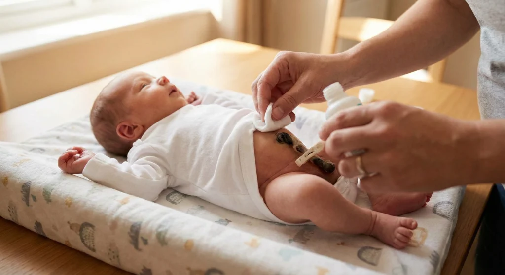 Limpiar el cordón umbilical