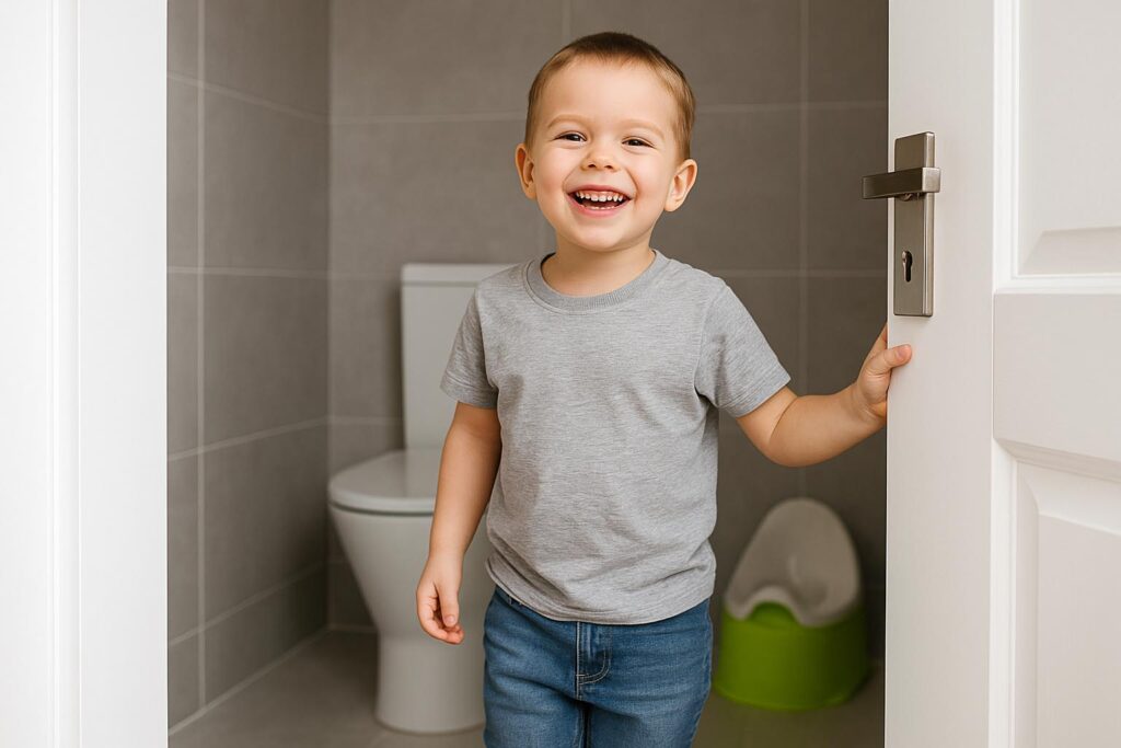 niño orgulloso del control de esfínteres habito de control de esfinteres