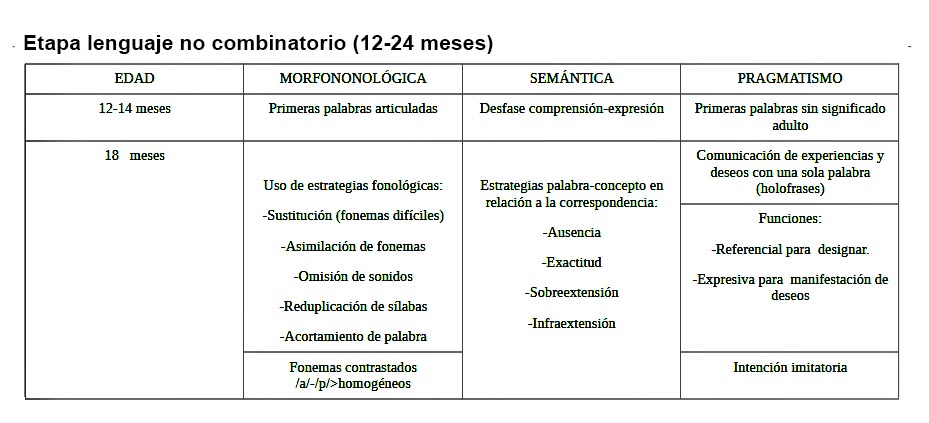 etapas del lenguaje no combinatorio