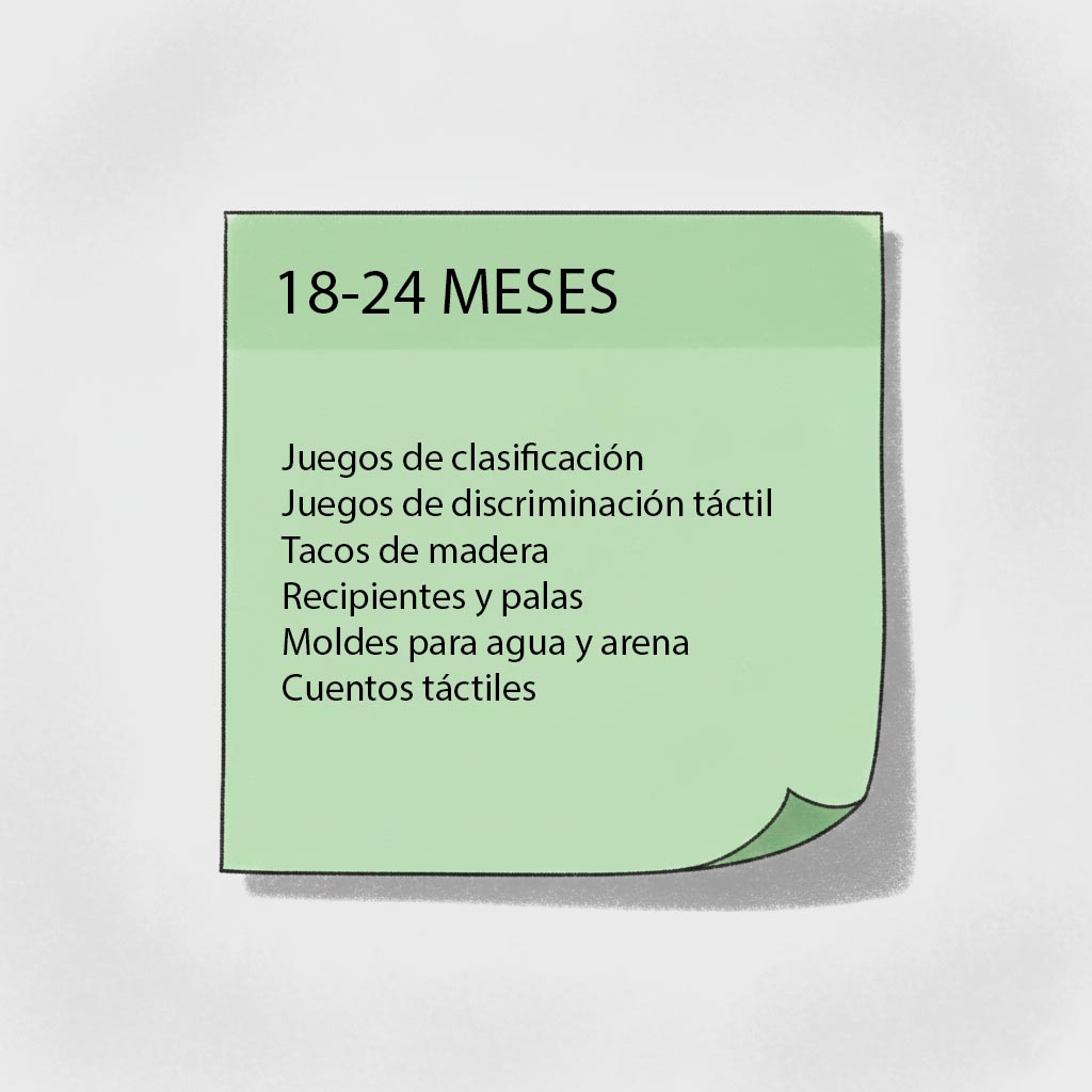 Materiales para favorecer la estimulación del tacto (por edad)