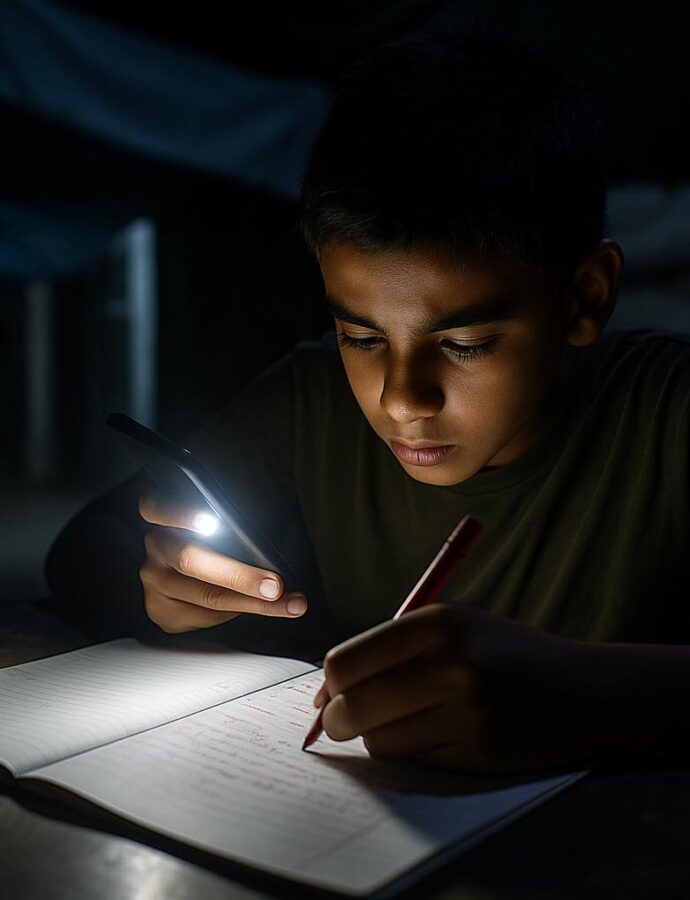 ⏳ Dos años sin escuelas en Gaza: “Por la noche, uso la linterna del móvil para estudiar”