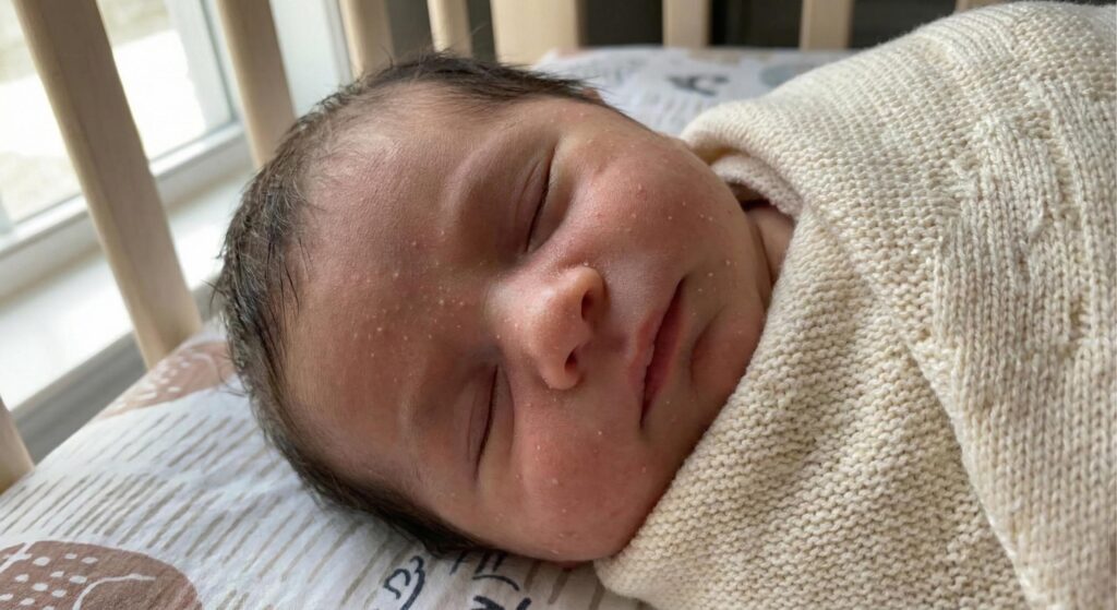 Niño recién nacido milia