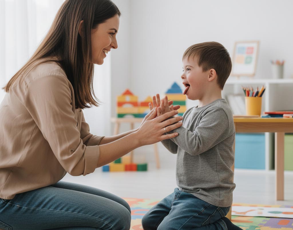 terapia lenguaje retraso mental imitar