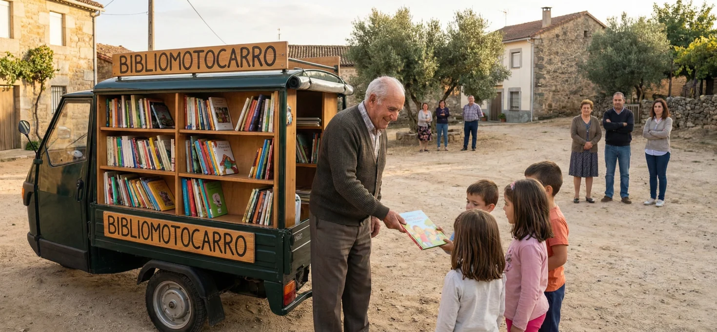 Bibliomotocarro una biblioteca sobre ruedas que lleva libros donde no llegan
