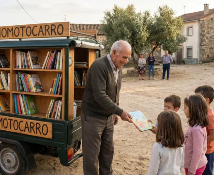 bibliomotocarro zonas rurales italia actualidad