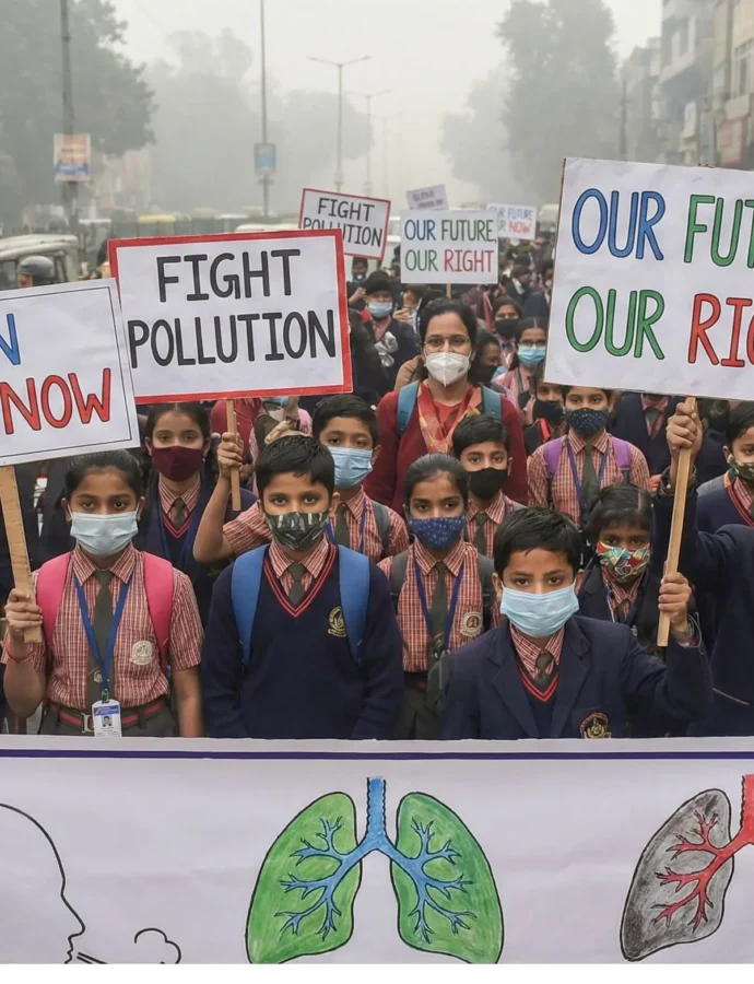 Estudiantes y familias en India se movilizan contra la contaminación del aire