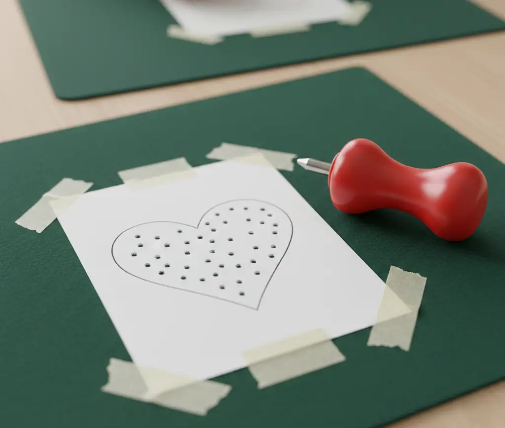 Técnica de picado infantil con punzón de seguridad y alfombrilla en el aula