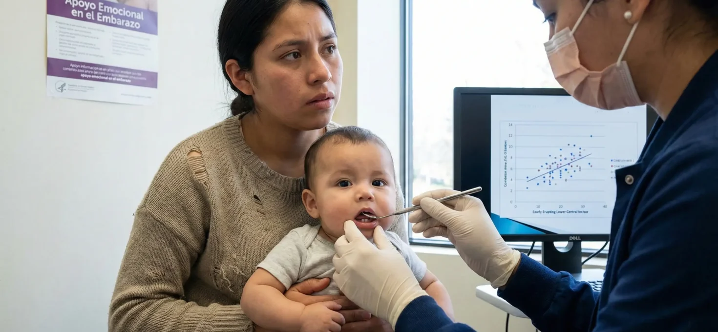 Un estudio relaciona el estrés prenatal con la erupción dental temprana en los bebés