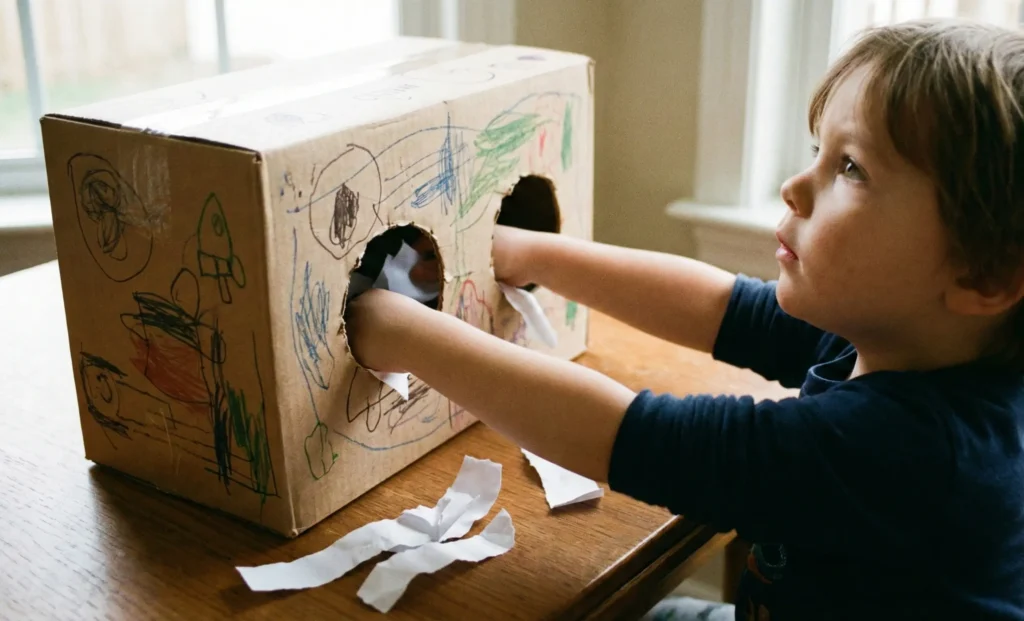 actividad rasgado conciencia propioceptiva La caja del tacto representa el máximo nivel de conciencia propioceptiva al sentir sin ver, siendo el culmen de 10 actividades de rasgado de papel para infantil