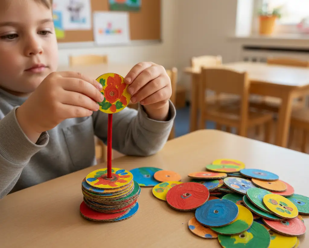 técnica de ensartado técnica de ensartado de ruedas de cartón en limpiapipas