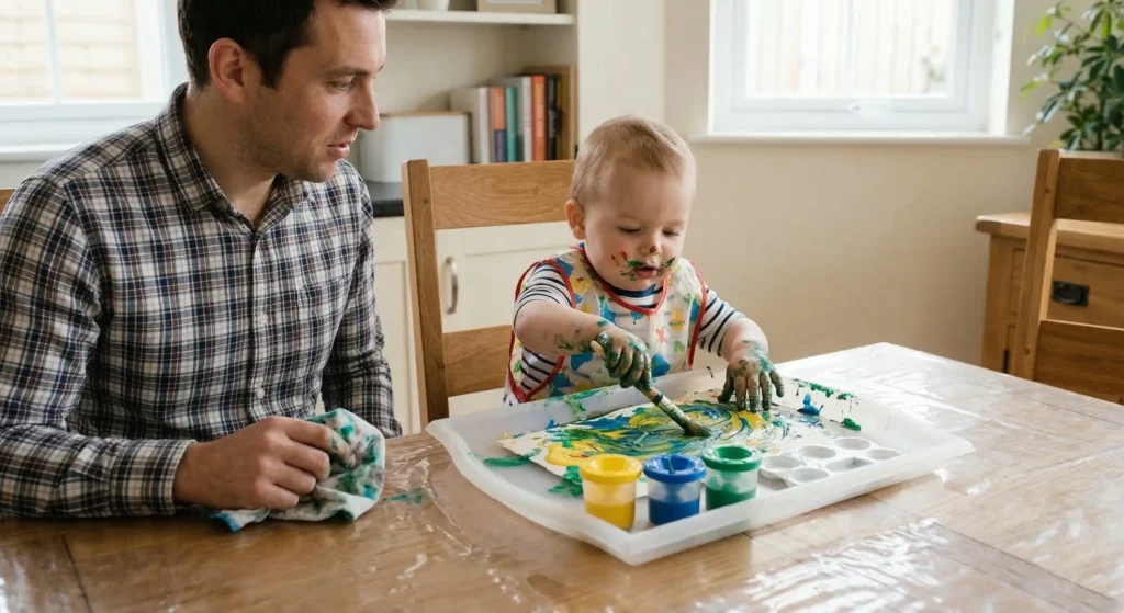 Los bebés pueden pintar con pincel desde muy pequeños