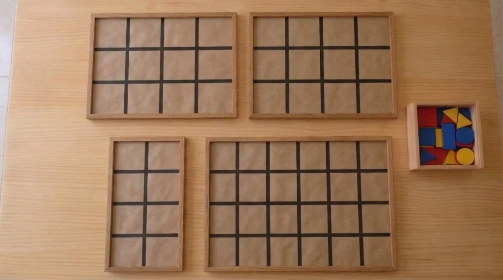 Las cuadrículas te servirán para ordenar los bloques lógicos en infinidad de actividades de Dienes