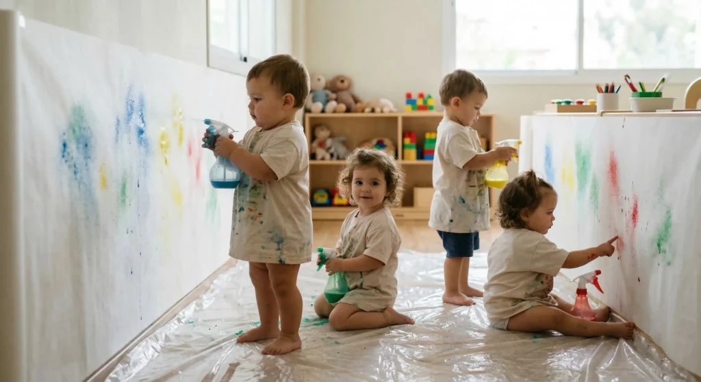 trabajo de motricidad fina con herramienta de impulso de aire para pintar