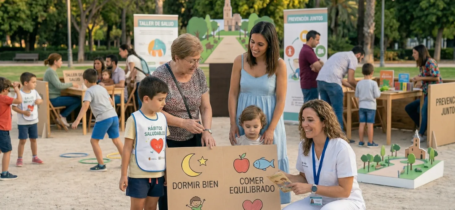 La prevención en salud infantil sale de la consulta: una feria en Murcia acerca hábitos clave a las familias