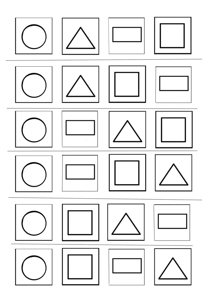Combinaciones válidas para el juego de Dienes de creación de serpientes sin repetir piezas de la misma forma